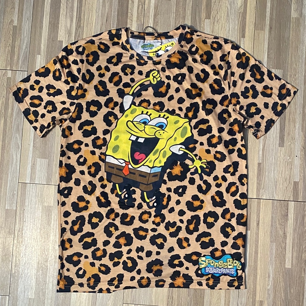 SpongeBob SquarePants Leopard Print T-Shirt rare unisex size medium - Picture 6 of 6